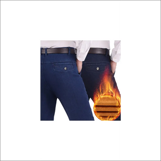 Navy blue velvet jean pants with flames design, featuring a comfortable lining for warmth.