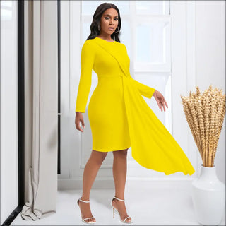 Long Sleeve Socialite Elegant OL Pencil Skirt - Dress