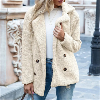 Loose Lapel Fluffy Coat Winter Button Jacket Cardigan