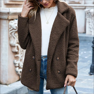 Loose Lapel Fluffy Coat Winter Button Jacket Cardigan