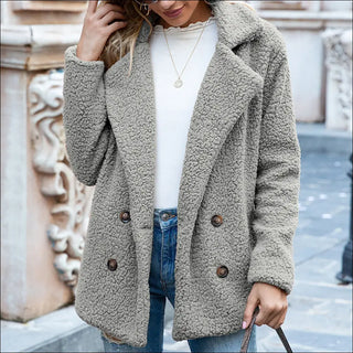 Loose Lapel Fluffy Coat Winter Button Jacket Cardigan