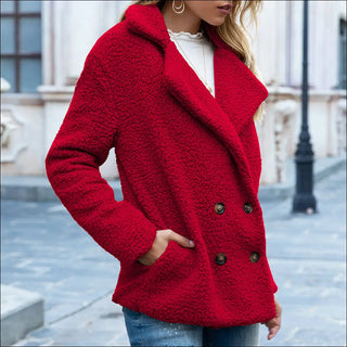 Loose Lapel Fluffy Coat Winter Button Jacket Cardigan