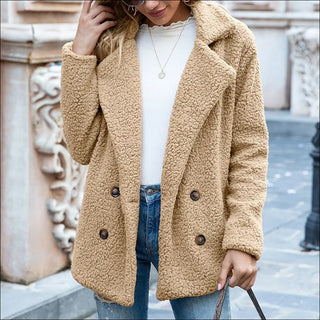 Loose Lapel Fluffy Coat Winter Button Jacket Cardigan