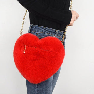 Enchanting Plush Heart - Shaped Shoulder Bag - K - AROLE