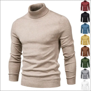 Men’s Solid Color Slim Pullover Turtleneck Sweater Winter