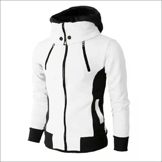 Men’s Zip UP Hooded Jacket Fake Two Piece Sports Cardigan