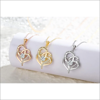 Mothers Day Gifts, April Birthstone Heart Necklaces for Women Sterling Silver with Zirconia, Anniversary Birthday Jewelry Gifts for Women Mom Grandma and Her Girlfriend Wife - Gold