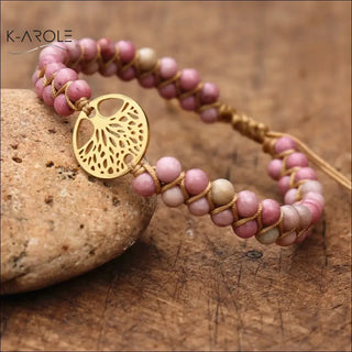 Natural Stone Tree of life bracelets - Rhodonite