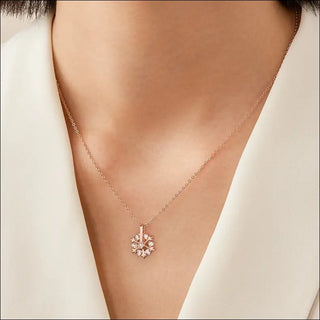 Rotatable 925 Silver Snowflake Necklace Women Luxury Niche