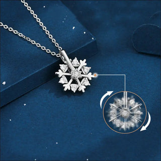 Rotatable 925 Silver Snowflake Necklace Women Luxury Niche