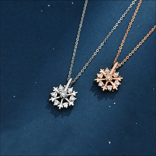 Rotatable 925 Silver Snowflake Necklace Women Luxury Niche