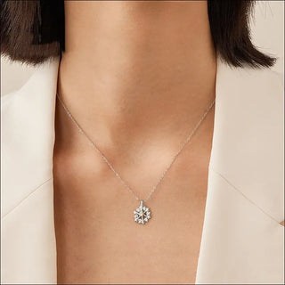 Rotatable 925 Silver Snowflake Necklace Women Luxury Niche