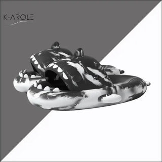 Stylish tie-dye shark-shaped house slippers from the K-AROLE fashion brand