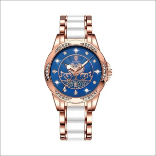 Sophisticated Women’s Rose Gold and Ruby Red Stainless