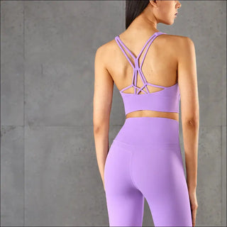 Stylish Activewear Duo - Orange Cross-Back Bra Top