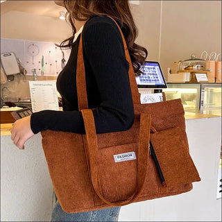 Large-capacity Corduroy Shoulder Bag With Small Woman Purses