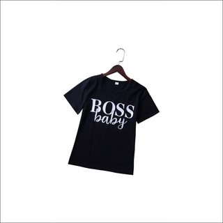 Stylish black t-shirt with bold "Boss baby" text for fashionable infants and toddlers