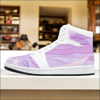 Stylish High-Top Leather Sneakers - Pastel Violet - sneakers