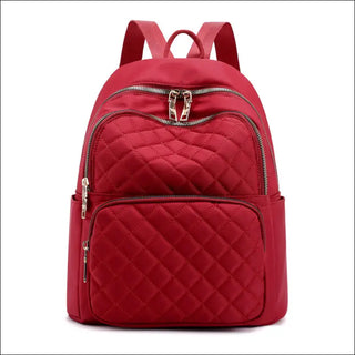 Stylish Quilted Leather Backpack by K-AROLE - Red - bags