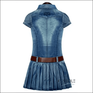 K - AROLE™️ Vintage Denim Belted Shirt Dress - K - AROLE