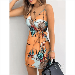 Elegant Tropical Floral Mini Dress - K - AROLE