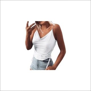 Elegant white camisole top for stylish women's summer fashion.