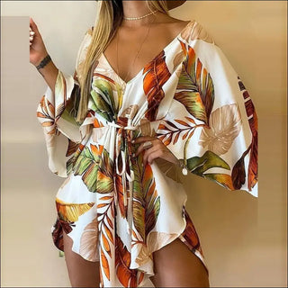 Vibrant Floral Delight: K-AROLE™ Wrap Front Romper