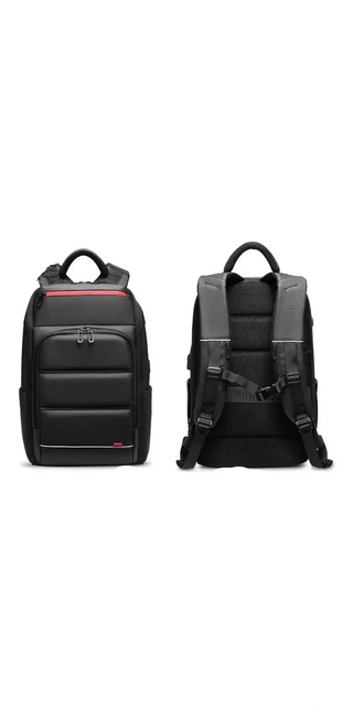 Stylish USB Charge Port Backpack: Sleek black backpack with multiple compartments and a built-in USB charging port for convenient on-the-go power access.