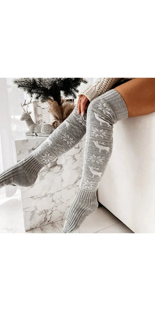 Winter Christmas Warm Knitted Women Stocking Beautiful Elk