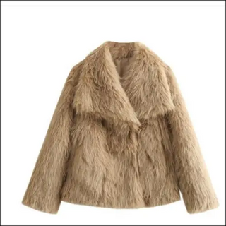 Winter Plush Coat Fashion Thicken Lapel Outwear Casual Long