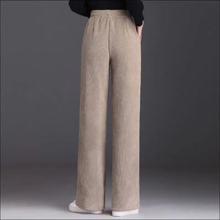 Winter Wide-leg Fleece Trousers For Women Warm Straight-leg