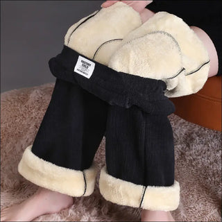 Winter Wide-leg Fleece Trousers For Women Warm Straight-leg