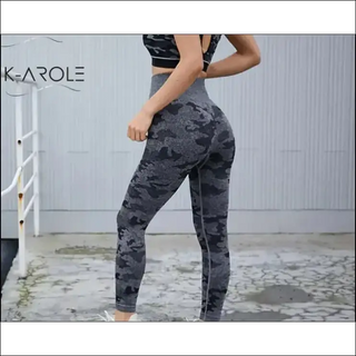 Women Cami Seamless K-AROLE Control Yoga Pants High Waist Sport Leggings Stretch Fit Gym Tights Camouflage Workout Running Pants K-AROLE