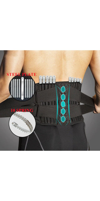 Breathable back support belt with adjustable lumbar compression for improved posture and pain relief, designed for active lifestyles.
