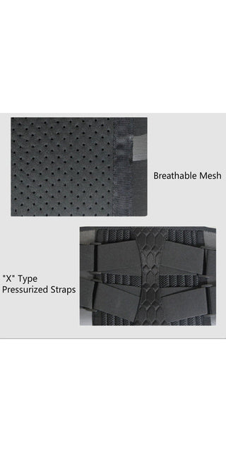 Breathable mesh and X-type pressurized straps of the medical back brace from the K-AROLE store, designed for lumbar support and spine protection.