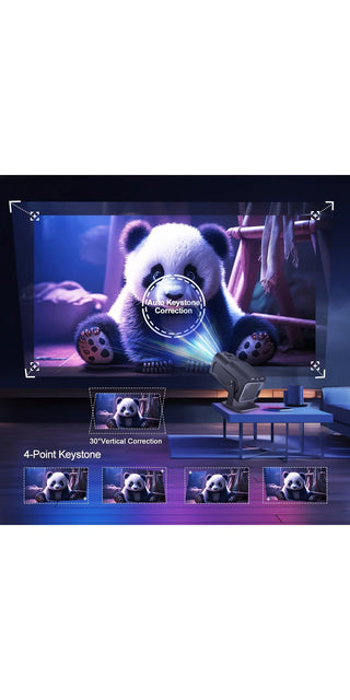 Captivating 180° rotatable projector transforms living room into cinematic experience with stunning panda display