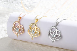 Mothers Day Gifts, April Birthstone Heart Necklaces for Women Sterling Silver with Zirconia, Anniversary Birthday Jewelry Gifts for Women Mom Grandma and Her Girlfriend Wife - Gold