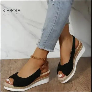 Bow Shoes Summer Peep Toe Platform Sandals Buckle Daily Casual Shoes - Elegance and K-AROLE