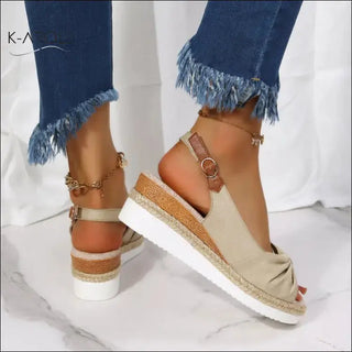 Bow Shoes Summer Peep Toe Platform Sandals Buckle Daily Casual Shoes - Elegance and K-AROLE