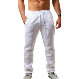 Breathable cotton and linen loose casual sports trousers for active men