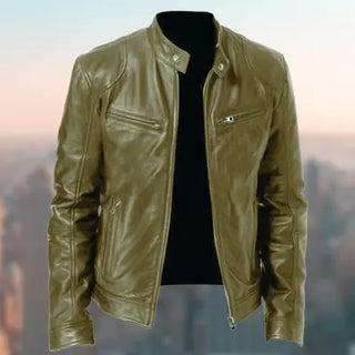 Stylish leather jacket with zipper pockets for the modern gentleman from K-AROLE.